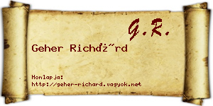 Geher Richárd névjegykártya
